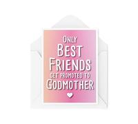 Funny Godparent Cards Only Best Friends Get Promoted to Godmother | Greeting Cards Christening | God dad God Mum Profanity Joke Fun | CBH354