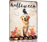 Funny Golden Retriever 8x12 Inch Metal Aluminum Sign Tin Sign Halloween Wall Art Decor Scary Vintage Retro Poster Plaque For Home Office Garage