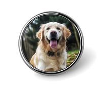 Funny Golden Retriever Badges Circle with Button Design, Personalized Picture Pin Brooches, Round Badge Holders for Decorate Hat Shirt Clothing Bag Accessories