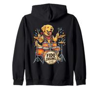 Funny Golden Retriever Dog Playing Drums Drummer Drumming Zip Hoodie