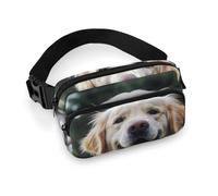 Funny Golden Retriever Fanny Packs with Zipper, Personalized Waist Bags with Multiple Pockets, Adjustable Sling Bag for Travel, Waterproof Belt Bag, Crossbody Bags