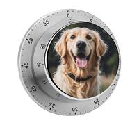 Funny Golden Retriever Kitchen Timer 60 Minute Visual Wind Up Timers Indoor Mechanical Timers with Magnetic Base Stainless Steel Timer for Home Cooking Time Management Tool
