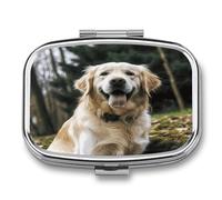 Funny Golden Retriever Pill Box Pill Organizer Pill Case 2 Compartment Medicine Pill Organizer Small Pill Case Pill Container Pill Holder Cute Pill Box Mini Pill Case