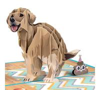 Funny Golden Retriever Poop Emoji 3D Pop-Up Card Humorous Dog Lover Birthday Card for Milestone Celebrations, Anniversaries, Retirement, Father's Day, Includes Envelope & Blank Notecard