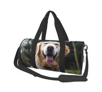 Funny Golden Retriever Travel Duffle Bag Carry On Weekender Overnight Bag Sport Gym Bag for Women Men Foldable Travel Duffle Round Duffle Bag for Travel Sports Gym, Black, One Size