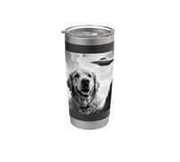 Funny Golden Retriever with Alien UFO Encounter Stainless Steel Insulated Tumbler