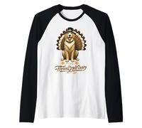 Funny Golden Retriever with Turkey Feathers Thanksgiving Raglan Baseball Tee
