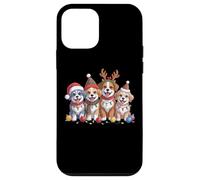 Funny Goldendoodle Dogs in Santa Hats Lights Christmas Dog Case for iPhone 12 mini
