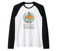 Funny Goldfish Shark Fin Terror of The Deep Raglan Baseball Tee