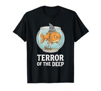 Funny Goldfish Shark Fin Terror of The Deep T-Shirt