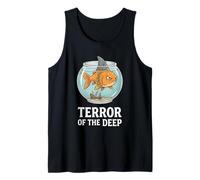 Funny Goldfish Shark Fin Terror of The Deep Tank Top