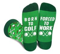 Funny Golf Ball Socks for Men Women Dad Teenage Boys - BORN TO GOLF FORCED TO WORK Novelty Fun Funky Happy Silly Sports Socks for Golfer - Fathers Day Birthday Gift Ideas Christmas Stocking Filler