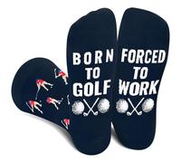 Funny Golf Ball Socks for Men Women Dad Teenage Boys - BORN TO GOLF FORCED TO WORK Novelty Fun Funky Happy Silly Sports Socks for Golfer - Fathers Day Birthday Gift Ideas Christmas Stocking Filler