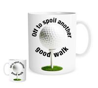 Funny Golf Mug - “Off to Spoil Another Good Walk” - 11oz White Ceramic Cup with Golf Ball & Tee Design - Gift for Golfers, Dads, Coaches & Weekend Warriors