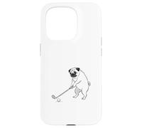 Funny Golf Pug Japanese Ink Style Dog Case for iPhone 15 Pro