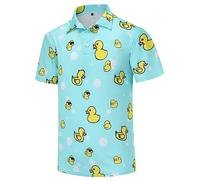 Funny Golf Shirts for Men Dry Fit Short Sleeve Print Mens Golf Polo Shirts for Men, Bubble Duck, XXL