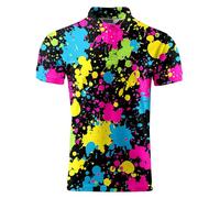 Funny Golf Shirts for Men,Mens Hawaiian Shirts Short Sleeve Novelty Crazy Golf Shirts, 80s Splashes, Large