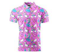 Funny Golf Shirts for Men,Mens Hawaiian Shirts Short Sleeve Novelty Crazy Golf Shirts, Donuts, Large