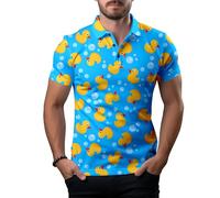 Funny Golf Shirts for Men,Mens Hawaiian Shirts Short Sleeve Novelty Crazy Golf Shirts, Duck Seamless, XL