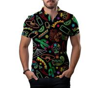 Funny Golf Shirts for Men,Mens Hawaiian Shirts Short Sleeve Novelty Crazy Golf Shirts, Mexico Style, Medium