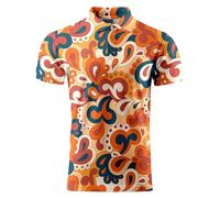 Funny Golf Shirts for Men,Mens Hawaiian Shirts Short Sleeve Novelty Crazy Golf Shirts, Retro 70s Paisley, 3XL