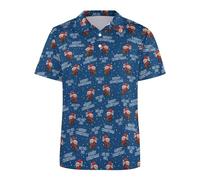 Funny Golf Shirts for Men Performance Golf Polo Shirts Short Sleeve Dry Fit 4-Way Stretch Golf Shirts for Men UPF 40+, Blue Christmas, Large