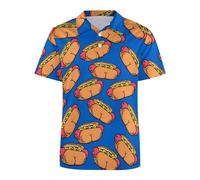 Funny Golf Shirts for Men Performance Golf Polo Shirts Short Sleeve Dry Fit 4-Way Stretch Golf Shirts for Men UPF 40+, Hot Dog, Medium