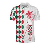 Funny Golf Shirts Skull Hawaiian Polo Shirts for Men, Crazy Golf Shirts for Men Golf Gifts Hawaiian Skull Golf Shirts