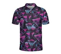 Funny Golf Shirts Skull Hawaiian Polo Shirts for Men, Crazy Golf Shirts for Men Golf Gifts Hawaiian Skull Golf Shirts