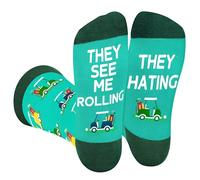 Funny Golf Socks Gifts for Men Dad Teen Boy，THEY SEE ME ROLLING Golfer Gift