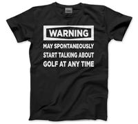 Funny Golf T-Shirt - Warning May Start Talking About Golf Men's Tshirt Black Top Golfer Tee Par Sport Club 18th Hole - XS Black