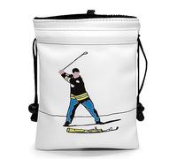 Funny Golf Valuables Bag with Drawstrings - Synthetic Leather Tee Pouch for Men, White Gifts for Golfer