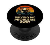Funny Golfing Panda Graphic - Driving My Problems Away PopSockets Adhesive PopGrip