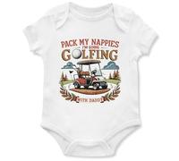 Funny Golfing with Daddy Babygrow Pack My Nappies Baby Vest Father's Day Birthday Gift for New Dads, 0-3 Months, White