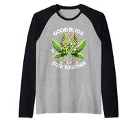 Funny Good Buds Stick Together Couples 420 Cannabis Love Raglan Baseball Tee