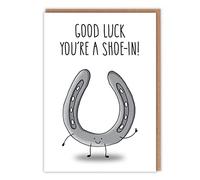 Funny Good Luck Card - Horse Shoe for Luck in New Job or Interview - 'You're a Shoe-In' - Lucky Charm - For New Job - Interview - For Him Her Colleague