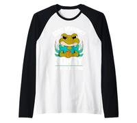 Funny Good Morning Animal Lover Frogs Frog Drinking Coffee Raglan Baseball Tee