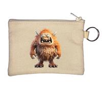 Funny Goofy Monster Graphic Key Chain Coin Purse Beige