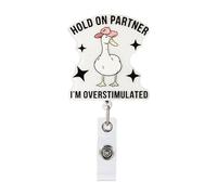 Funny Goose Badge Reel, Acrylic Cute Retractable Goose ID Card Badge Reel with Alligator Swivel Clip for Nurse Doctor Office Worker Teachers
