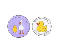 Funny Goose Brooch Pins Set - Cute Cartoon Duck and Chick Enamel Blouse Pins, Round Lapel Pin Badge with Quotes for Clothes, Backpacks, Jackets, and Accessories for Women, Men, and Teens