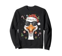 Funny Goose Christmas Xmas Jolly Goose Wearing Santa Hat Sweatshirt