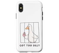 Funny Goose Got too Silly behind bars Goose Toddlers Kids Case for iPhone X/XS