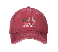 Funny Goose Hat Silly Goose On The Loose Hat Men Baseball Hats Funny Cap, Red, One size