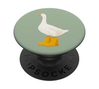 Funny Goose in Giant Yellow Rain Boots Silly Farm Animal PopSockets Adhesive PopGrip