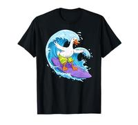 Funny Goose is Surfing an Ocean Wave 1 - Fan Fun T-Shirt