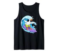 Funny Goose is Surfing an Ocean Wave 1 - Fan Fun Tank Top