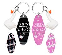 Funny Goose Keychain Gifts for Adults - Club Keychains Double Side, Cool Hotel Keyring Geese Pendant for Men Women, Black Pink, One size