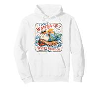 Funny Goose Mermaid Beach I Don't Wanna Go Where People Go Pullover Hoodie