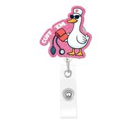 Funny Goose Nurse Badge Reel, Cuff 'Em Badge Holder with Retractable Clip, Cute Gifts for Nursing Student RN LPN CNA MA Medical Worker Doctor Teacher