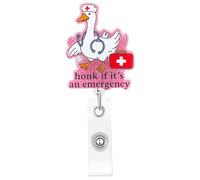 Funny Goose Nurse Badge Reel, Honk If It's an Emergency Badge Holder with Retractable Clip, Cute Gifts for Nursing Student RN LPN CNA MA Medical Worker Teacher Doctor